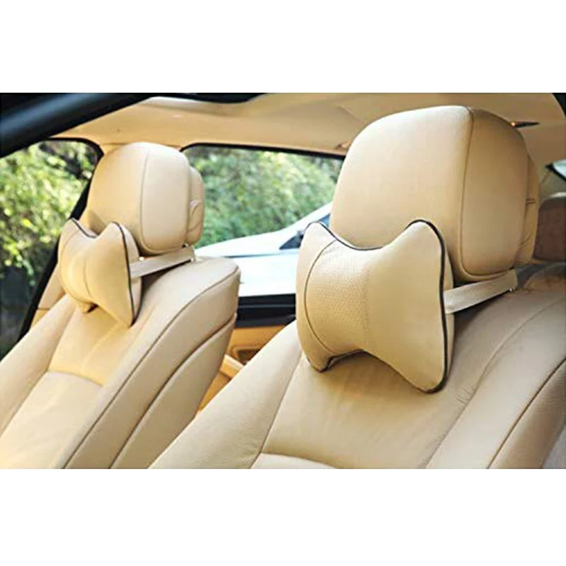 

2pcs Leather Neck Pillow for Car Soft Cotton Headrest Universal Seat Head Rest Breathable Head Restraint Auto Accessories