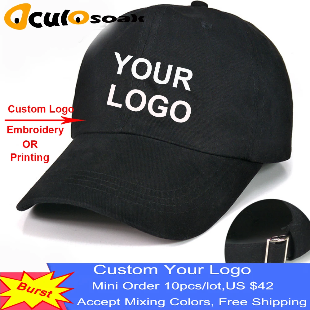 Бейсбольная кепка с принтом логотипа на заказ текст фото вышивка Gorra повседневные одноцветные бейсболки чистый цвет Черная кепка Snapback cap s для мужчин и женщин