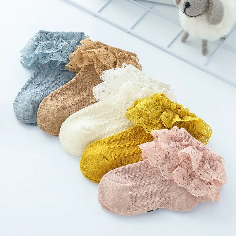 Носки для новорожденных, носки с кружевными бантами для маленьких девочек, Осенние мягкие носки принцессы с цветочным принтом для малышей