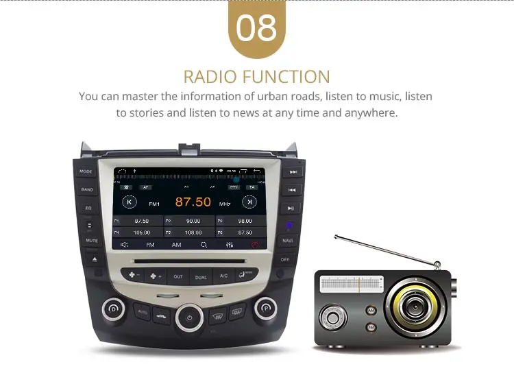 Clearance LJDA 7 Inch 2 DIN Android 9.0 Car DVD Player For Honda Accord 2003 2004 2005 2006 2007 Radio Audio WIFI Canbus GPS Navigation BT 10