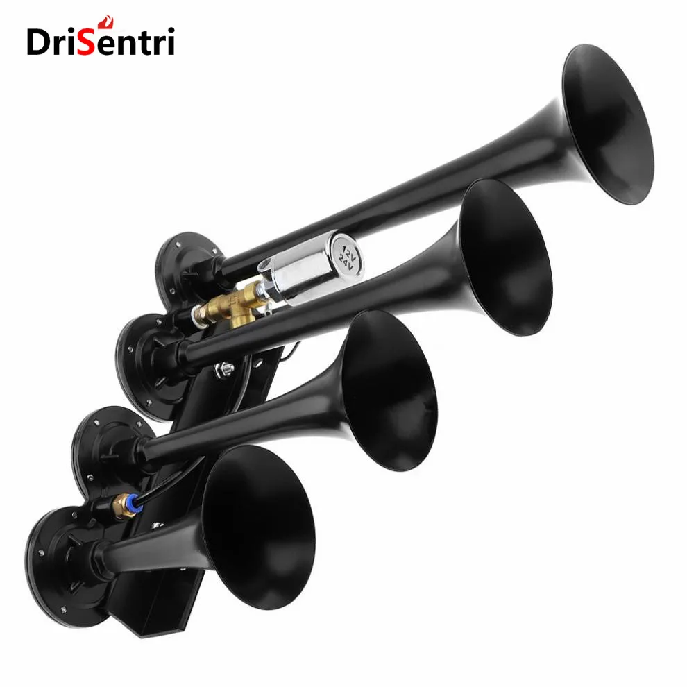 

12V / 24V 185dB Super Loud Four Trumpet Air Horn for Car Vehicle Truck Train Boat New Listing