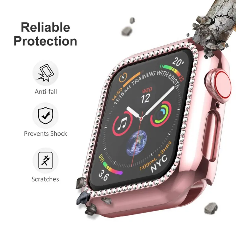 Чехол для Apple Watch полноэкранная Защитная пленка с закаленным стеклом блестящий