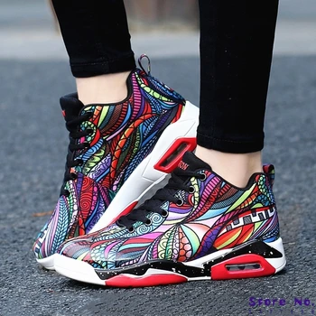 

Women Basketball Shoes Multicolor Oudoor Air Cushion Sport Trainers Comfortable Lovers Shoes Mid-top Sneakers Large Size 35-46