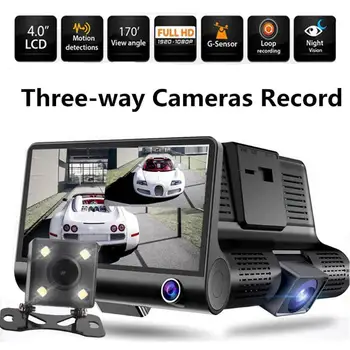 

Driving recorder 4 inches 1080P HD 170° 3 Lens Car DVR Dash G-sensor Recorder+Rearview Camera Video Recorder
