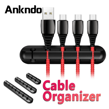 

Silicone Cable Organizer Cable Management USB Charging Data Cord Winder Flexible 7 Clips Cable Holder For Mouse Wired Earphone
