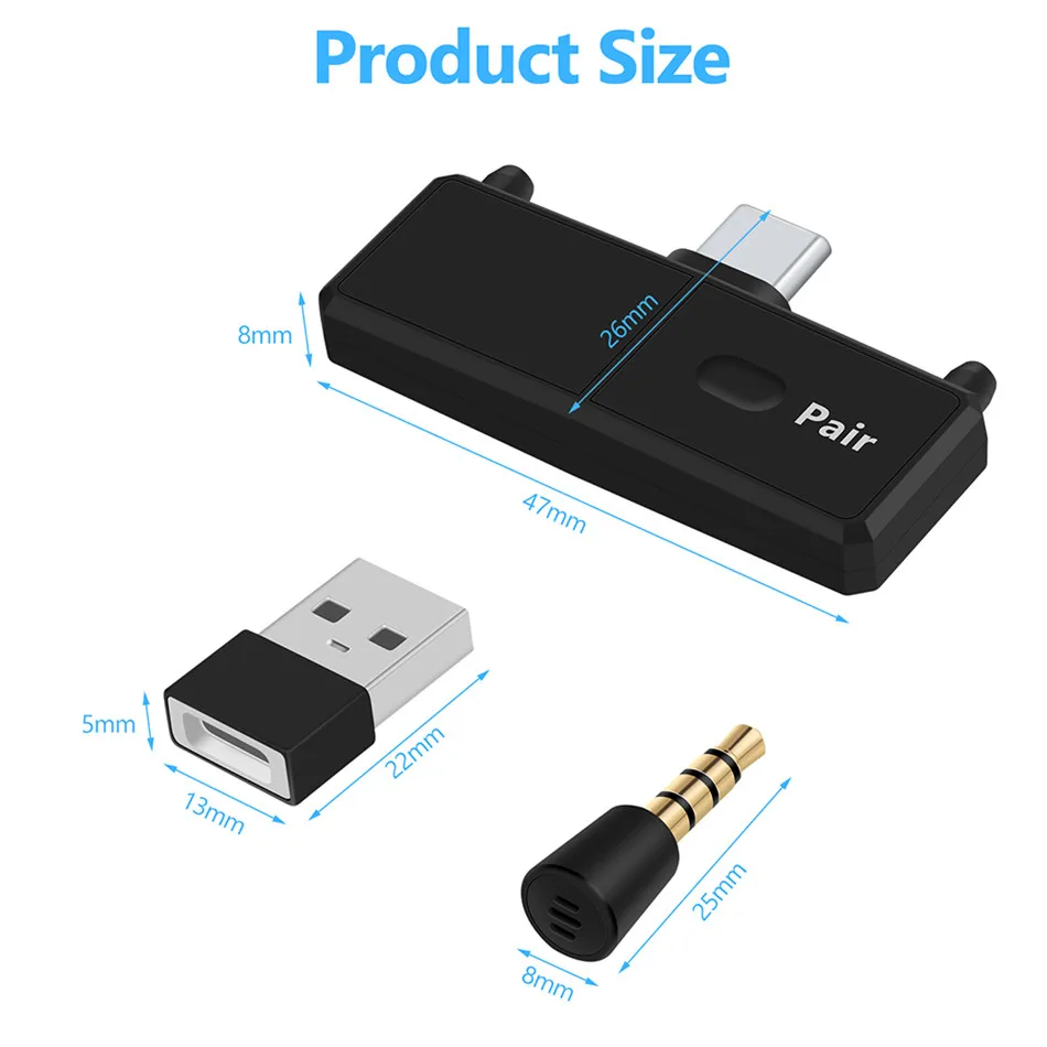 USB C Type Bluetooth 5 0 передатчик с микрофоном стерео низкой задержкой беспроводной ключ