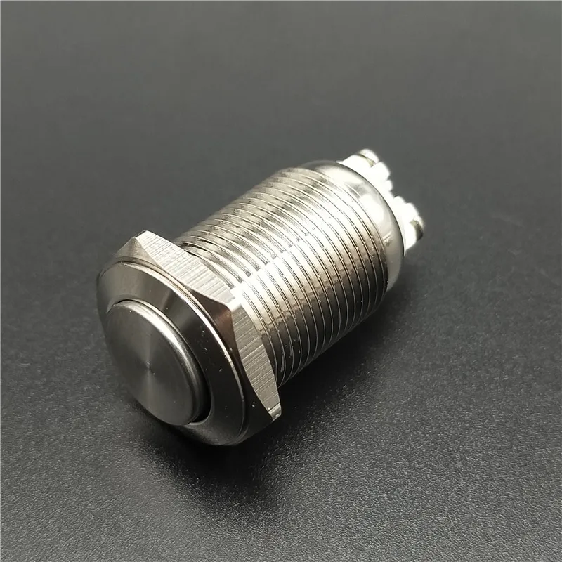 16mm Metal Push Button Switch IP67 Nickel plated brass press button Self locking 1NO High Flat domed Round Momentary