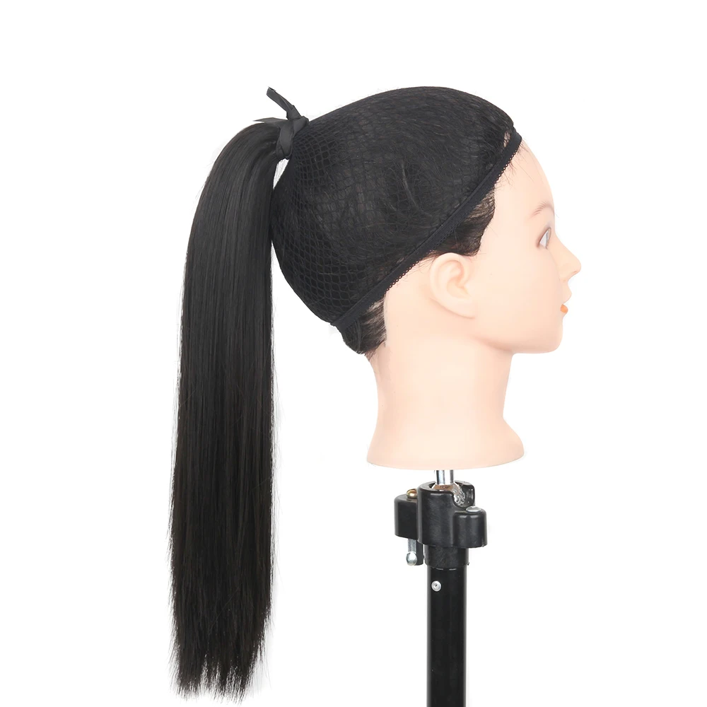 

CliCling Hair Pieces Synthetic Fiber Heat-Resistant Straight Ponytail Hair Extensions Black Color