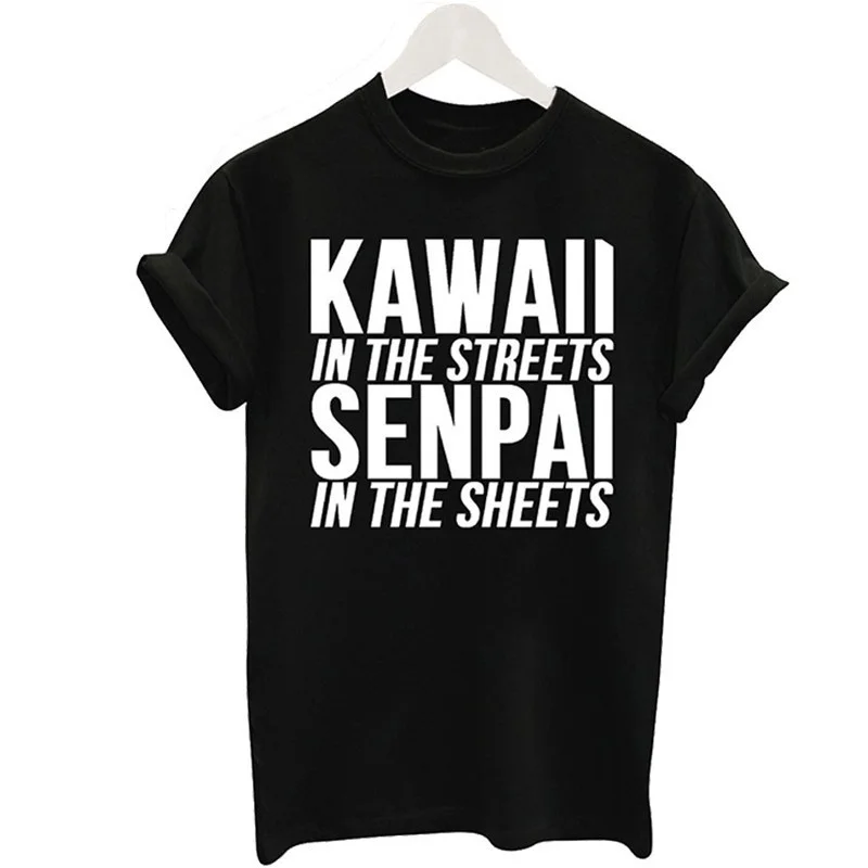 KAWAII SENPAI футболка с принтом для мужчин и женщин влюбленных спортивные топы гранж