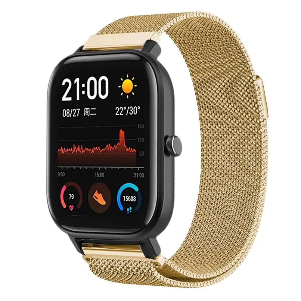 Миланский металлический браслет для Xiaomi Amazfit GTS/GTR/BIP& Pace Смарт-часы ремешок для Huami Amazfit Stratos 3 2 2S ремешок на запястье