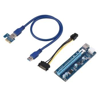 

PCIE 1X To 16X 6Pin Extender Riser Card Adapter Cable 0.6M Extender Riser Card Cable With USB 3.0 Cable Wholesale