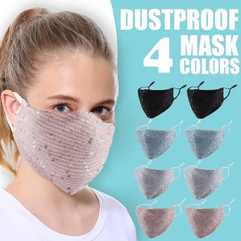 

2PC maschere Simple Outdoor Quick-drying Mouth Cover Washable Reusable Face Cover Sequins Protection mascaras Toiletry Kits