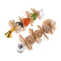 Bird Chewing Toy Parrot Cage Bite Toys Rattan Balls with Bell Colorful Entertainment Toys for Small Medium Parrots 2