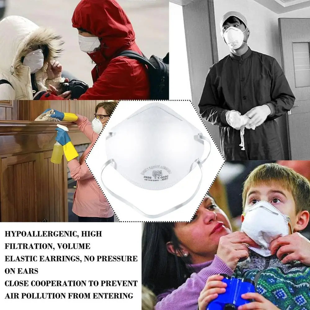 9/10/15/20/30 PCS Anti-Fog Headband FFP2 Round Mask Dust Mask Anti Pm2.5 Anti Influenza Bicycle Face Mask Safety Masks