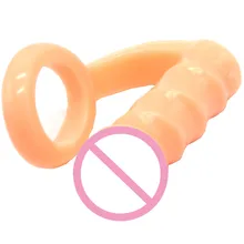 Adult Flesh Penis Ring with Anal Plug Small Dildo Sex Toy for Women and Men Gay Couple Erotic Game Very Soft Dildo Cock Sleeve