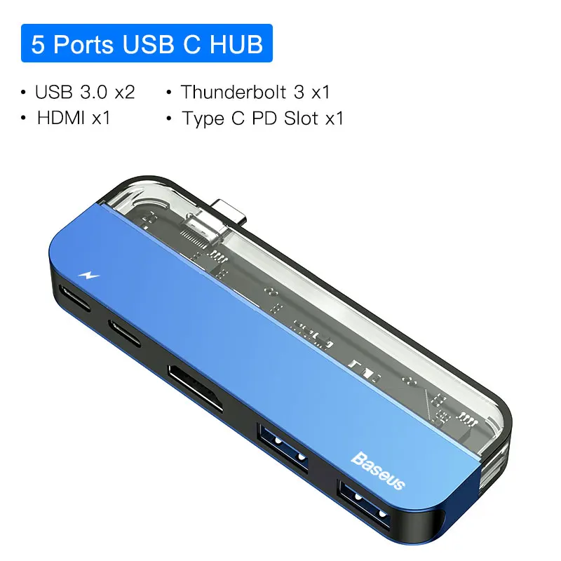 HDMI USB C HUB Baseus USB C концентратор 3,0 Для Macbook Pro Surface HDMI Thunderbolt 3 адаптер питания мульти USB 3,0 USB-C type C концентратор для huawei Matebook - Цвет: HDMI USB C HUB