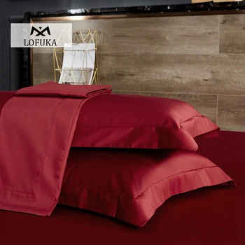 

Lofuka Luxury Beauty 100% Cotton Wine Red Pillowcase Long-staple Cotton Pillow Case Standard Bedding Pillow cover Free shipping