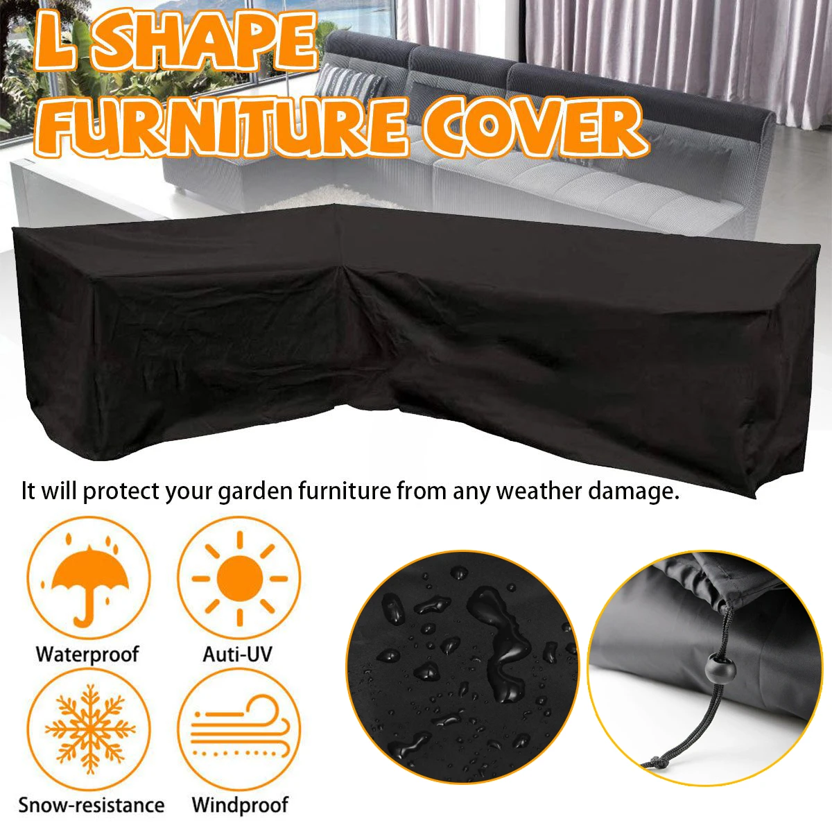 Waterproof Outdoor Patio Garden Furniture Cover L Shape Dustproof Table Chair Sofa Protective Cover Rain Snow Mildew Resistant Waterproof Outdoor Patio Garden Furniture Cover L Shape Dustproof Table Chair Sofa Protective Cover Rain Snow Mildew Resistant