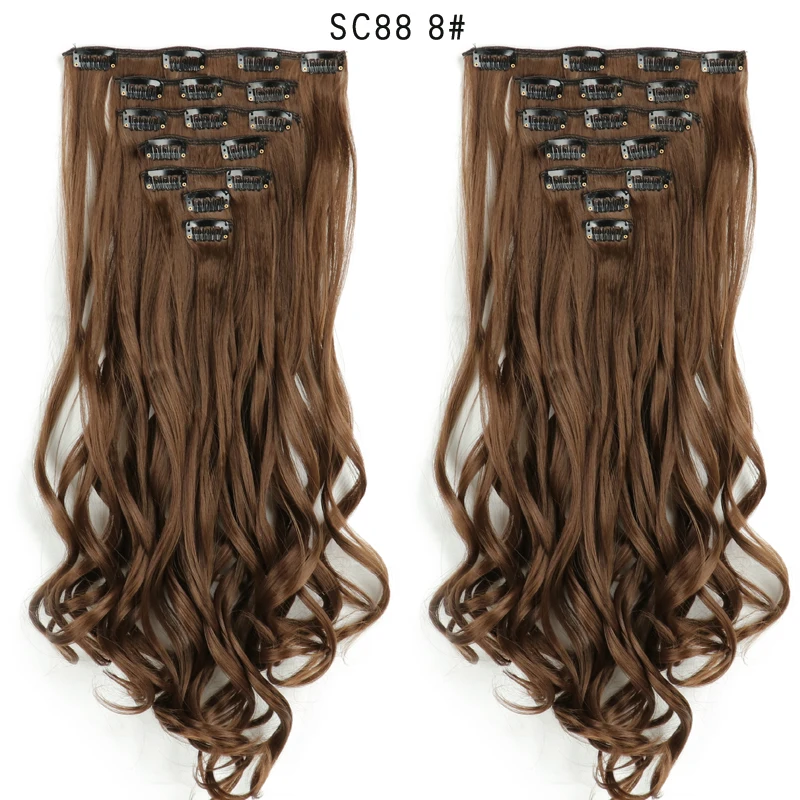 Chorliss, 16 клипсов, накладные волосы, 22 дюйма, длинные волнистые синтетические волосы на клипсах, накладные волосы, накладные волосы с эффектом омбре - Цвет: SC88 8