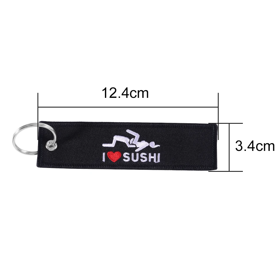 Car Keychain Fashion Black and White Car Key Holder for Motorcycles I LOVE SUSHI Car Key Chain Funny Keychains Jewelry Chaveiro (7)