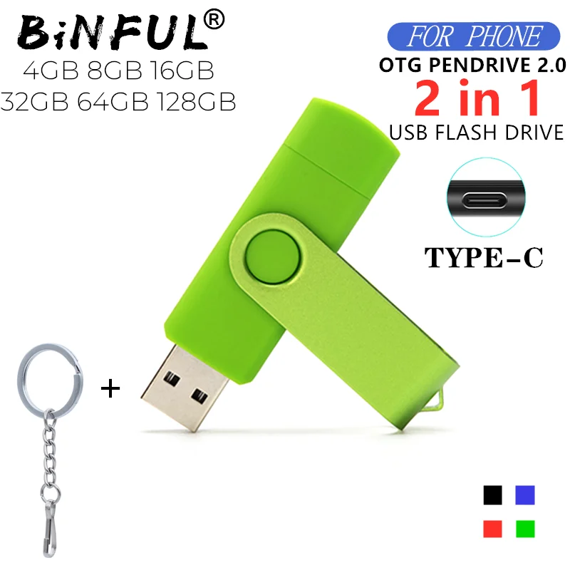 BiNFUL USB флеш накопитель OTG Type C с вращением на 360 ° 32 ГБ 2 0 для телефона 4g 8g 16g 64g 128 usb