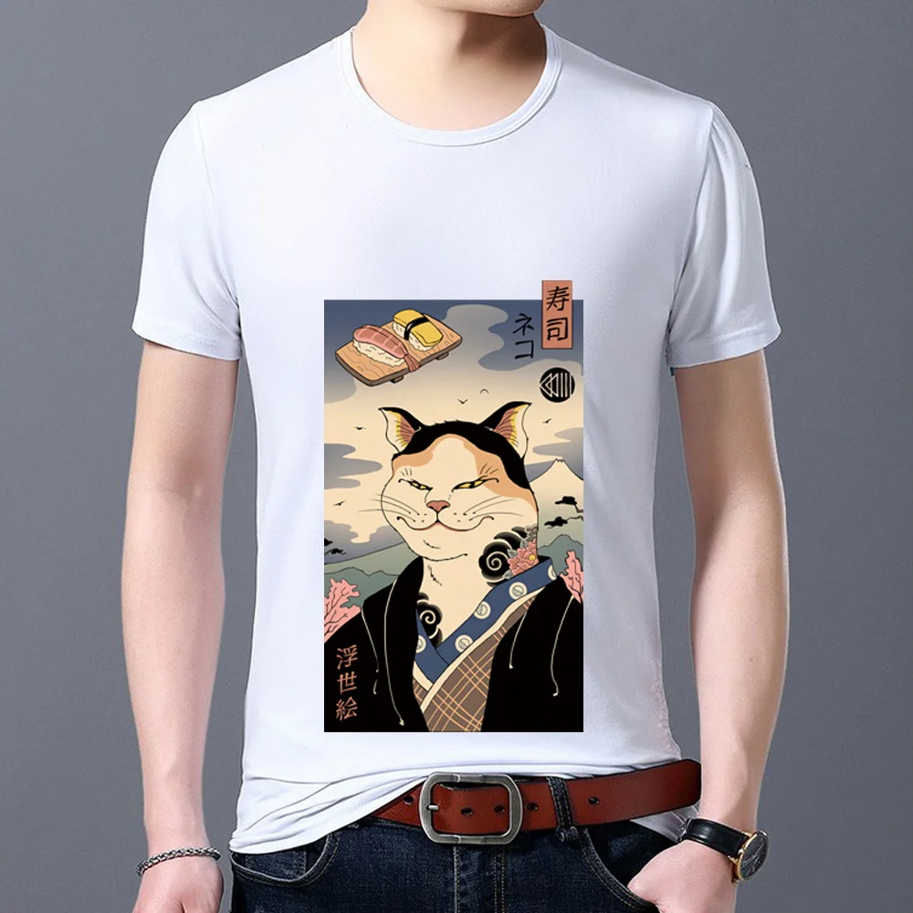 

Men's T-shirt Trendy Boy White O-neck Hot-selling Classic Cute Printed Top Casual Wild Youth Commuter Short Sleeve T-shirt