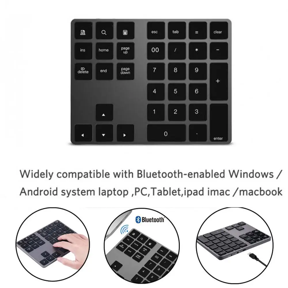 Новая мини-клавиатура с номером, беспроводной Bluetooth тип-c приемник, 18 клавиш, 2,4G для ноутбука/планшета, тип-c, клавиатура с книжником, 40PCT12