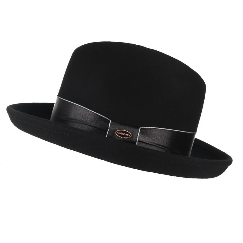 GEMVIE Брендовая женская шляпа из шерсти Billycock homberg Fedora зимняя фетровая шапочка Размер S