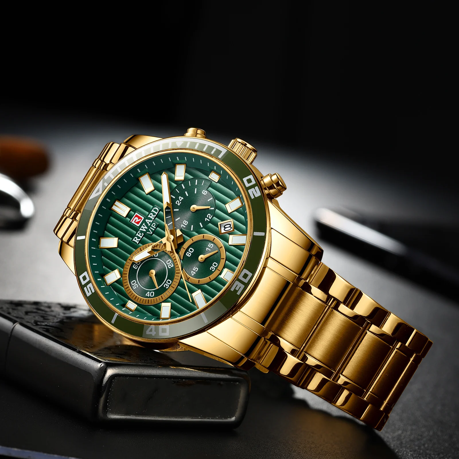 Obral Besar Jam Tangan Mewah Bermerek Desain Klasik Jam Tangan Pria Modis Warna Emas Hijau Jam Tangan Olahraga Multifungsi Jam Tangan Pria Quartz Jam Tangan Aliexpress