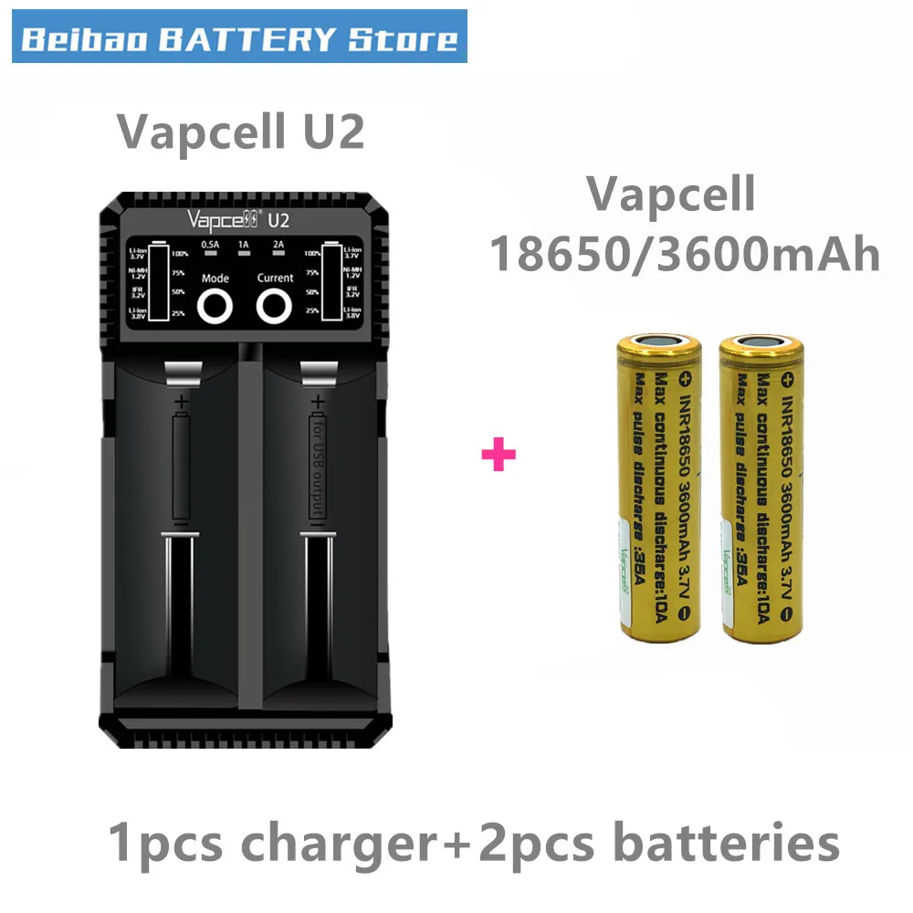 2 шт VAPCELL 18650 3600mAh 3,7 V перезаряжаемая литиевая батарея высокой мощности непрерывная 35A vs keeppower дымовая E-CIG IMR батарея - Цвет: Цвет: желтый