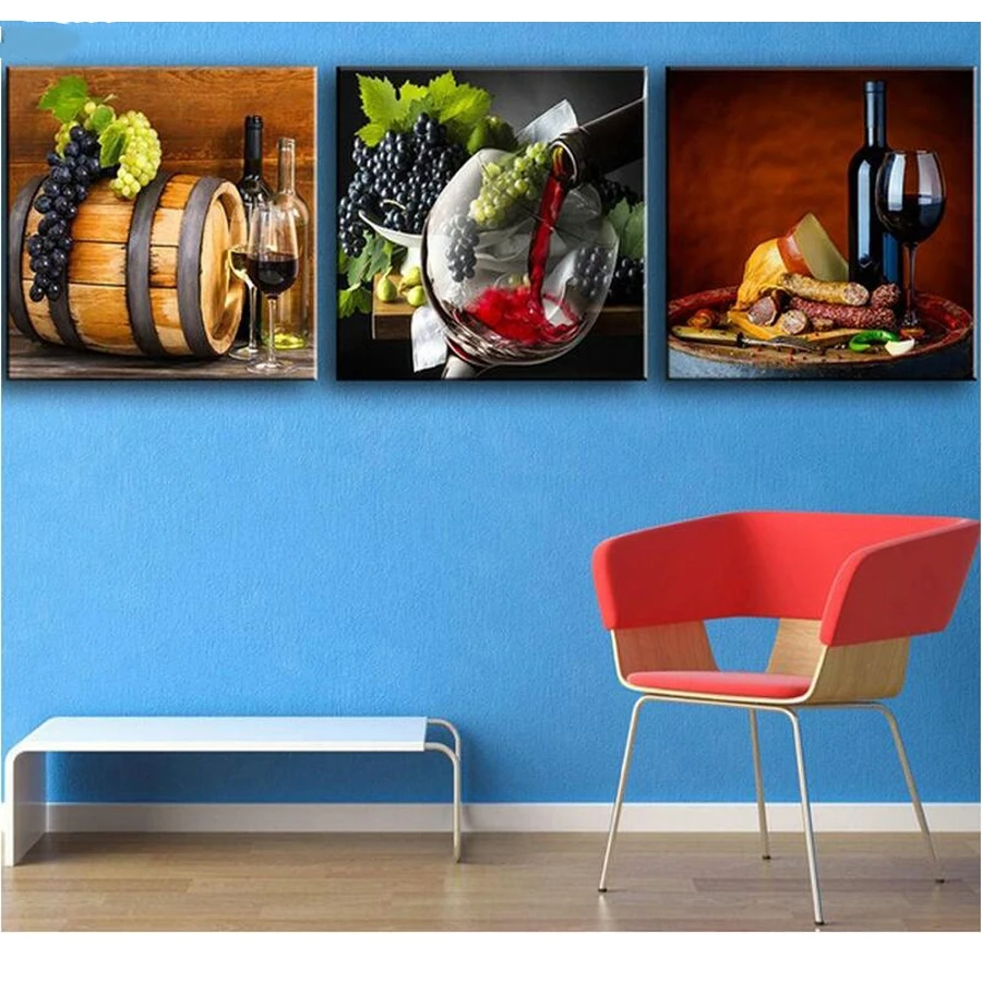 3pcs,5d diy Full square Diamond Painting Cross Stitch fruit,wine,glass,home decoration,Diamond Embroidery,Diamond mosaic,sticker_副本
