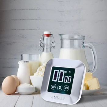 

Anself LCD Digital Clock Touch Screen Cooking Kitchen Timer Countdown Count Up Alarm Clock