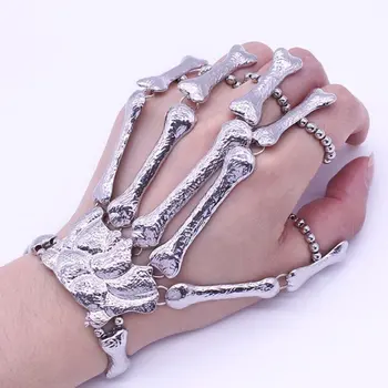 

Halloween Props Skull Skeleton Bone Hand Finger Bracelet Gift Fun Nightclub Party Punk Finger Bracelet Gothic Party Decoration