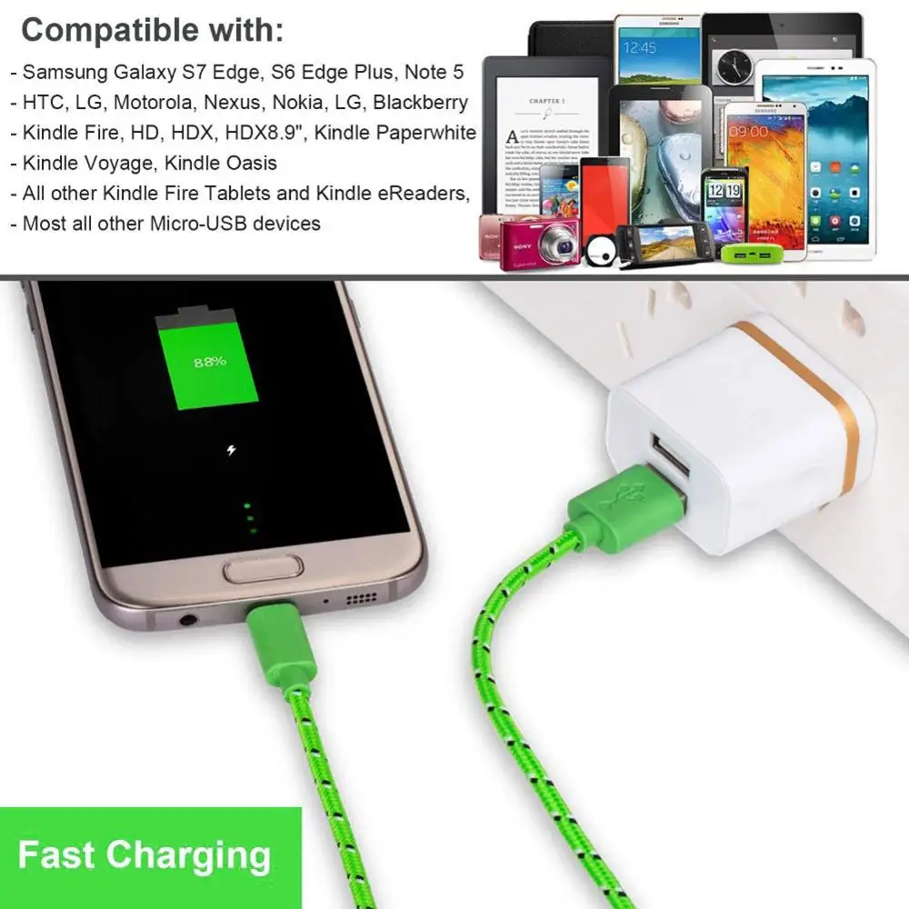 Кабель Micro USB в нейлоновой оплётке 1/2/3 м|Кабели для мобильных телефонов| |