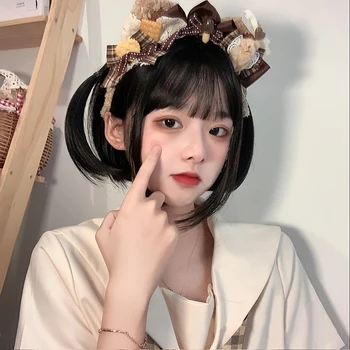 

Cosplay Lolita High Temperature Resistant Fiber Synthetic Wig Female Short Straight Hair Natural Black Wild Hair Cute Girl