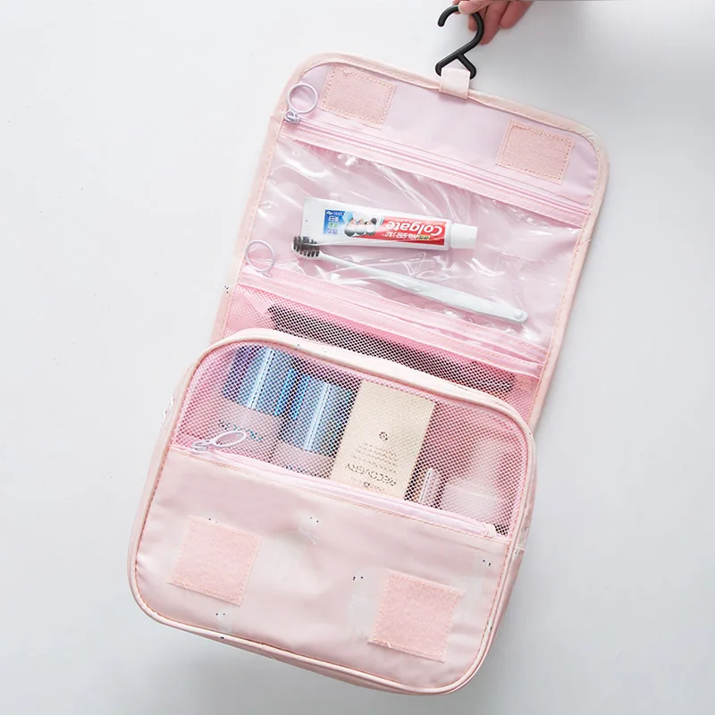 Косметический портативный мешок крюк вверх Макияж сумка-Органайзер для путешествий женские водонепроницаемые сумки для косметики высокое качество косметичка чехол косметичка большая косметичка несессер - Цвет: Pink alpaca