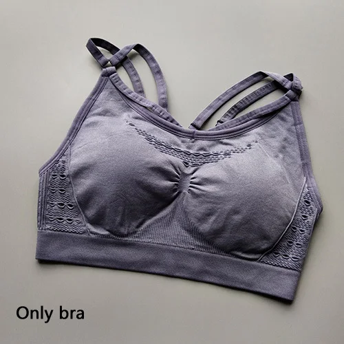 Blue gray Bra Energy бесшовные леггинсы+ бюстгальтер на бретельках 2 шт. Набор для йоги женский спортивный костюм для фитнеса Леггинсы для йоги с высокой талией набор для бега спортивная одежда - Цвет: Blue gray Bra