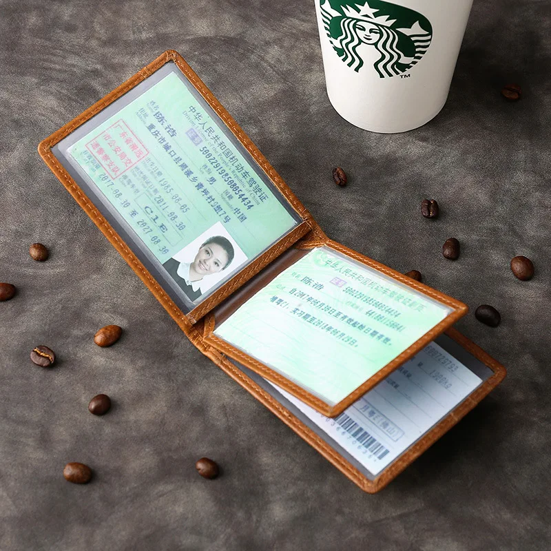 

Casual New Style First Layer Oil Wax Leather Driver's License Genuine Leather Multi-functional Motor Vehicle Driver's License Do
