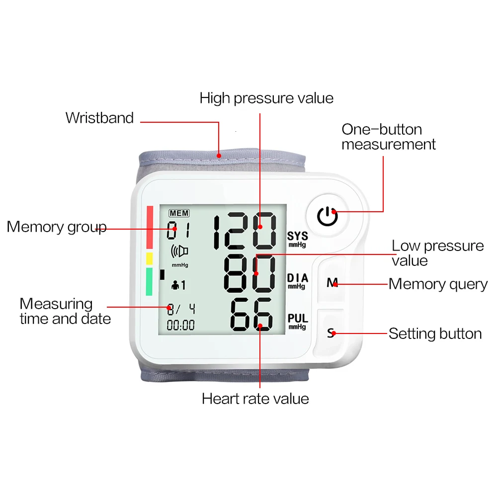 Цифровой измеритель артериального давления, Автоматический Сфигмоманометр, умный медицинский прибор, измерение пульса, фитнес-измерение