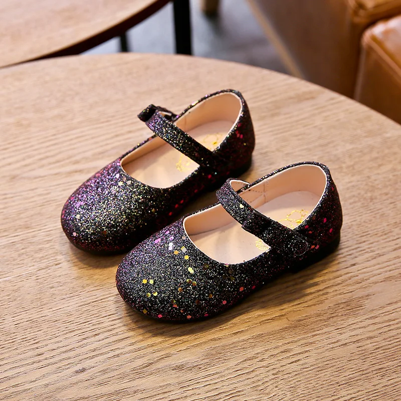 Children 1-6 Years 2020 New Fashion Sequins Baby Girl Leather Shoes Princess For Toddler Little Girl Party Dress Kids Shoes