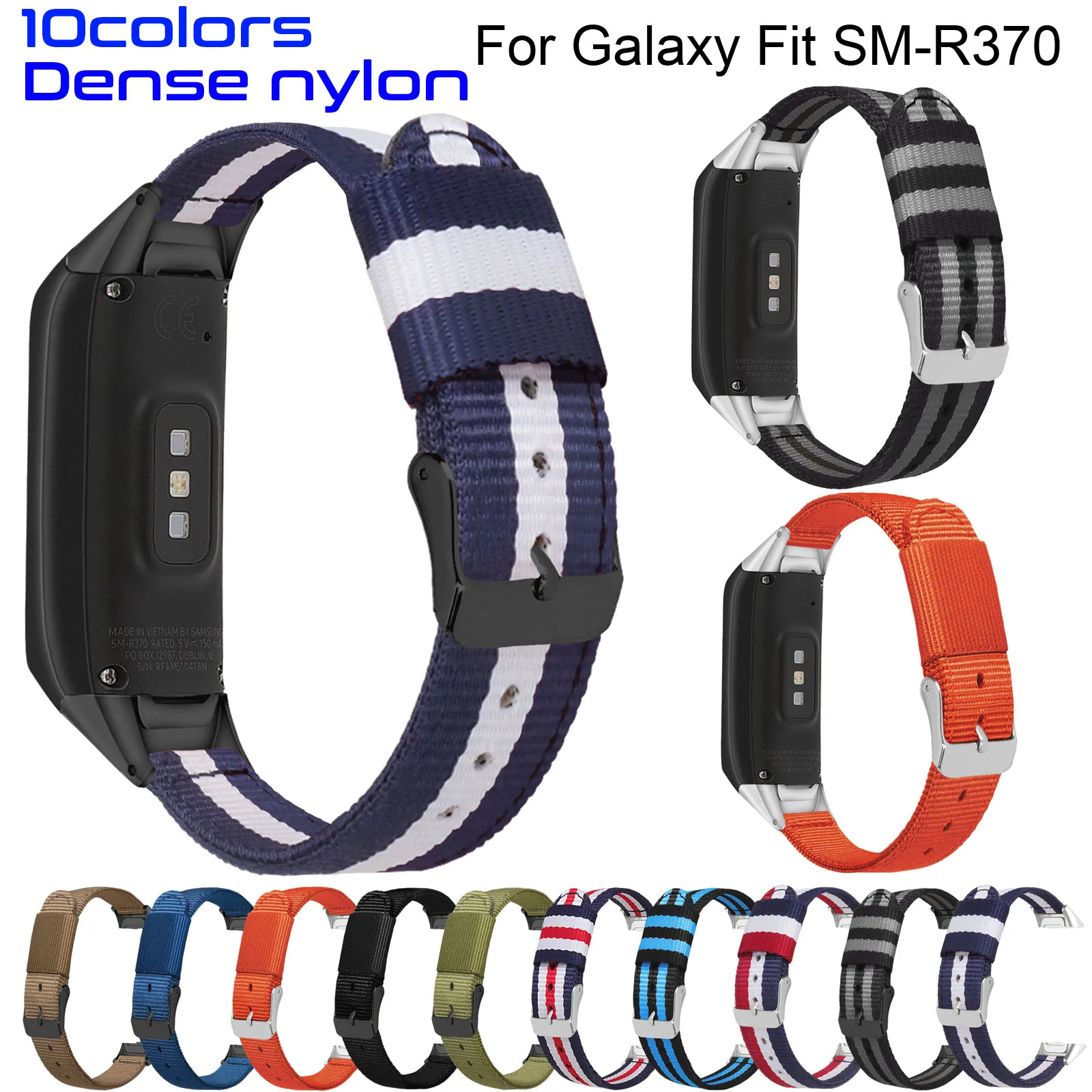 

Soft Nylon Material Sport Watch Band For Samsung Galaxy Fit SM-R370 Strap Replacement Bracelet Stripe Canvas Watchbands