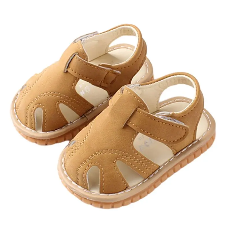 

Baby Boys Girls Faux Leather Sandals Summer Sweet Candy Color Rubber Sole Flats Toddler Prewalker Closed-Toe Crib Shoes 0-2T
