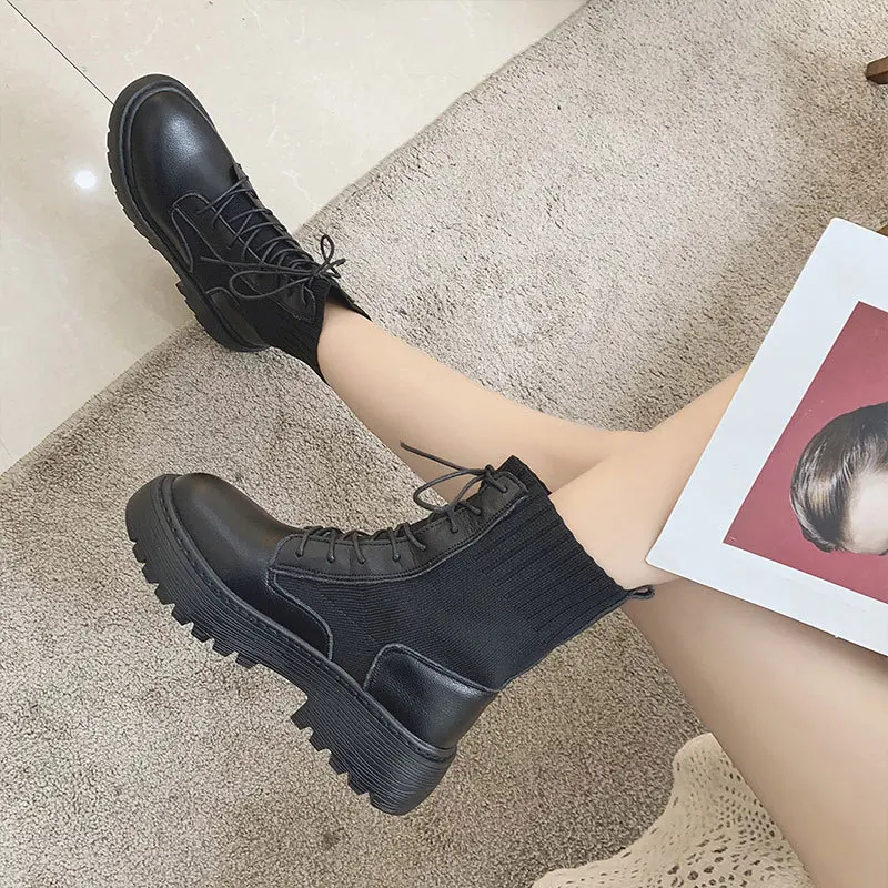 

WOMEN'S Shoes Autumn And Winter Genuine Leather Martin Boots Women's 2019 New Style Short Boots British Style Black And White wi