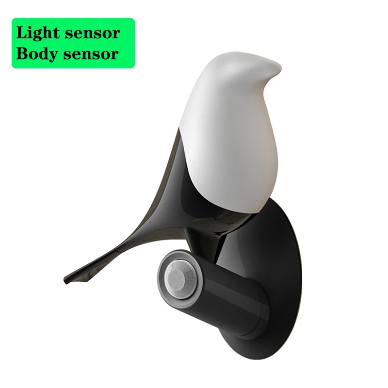 

night light dusk to dawn sensor bird-shaped USB powered night light motion sensor switch dimmer bedroom kitchen LED bedside lamp