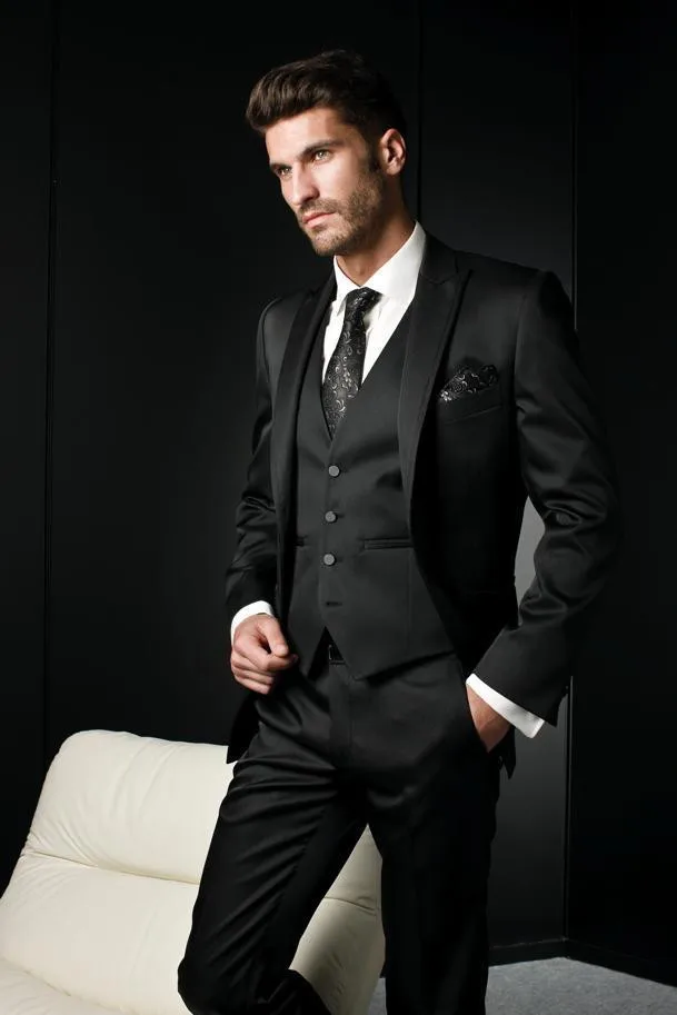 

JELTONEWIN New Arrival Formal Black Men's Suits For Wedding Groom Tuxedo Business Party 3 Pieces Men's Suit Slim Fit Prom Suits