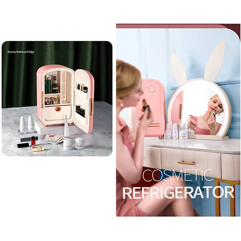 Household Mini Fridge 12L Professional Beauty Makeup Refrigerator Cooler Warmer Portable Makeup Skincare Cosmetics Fridge