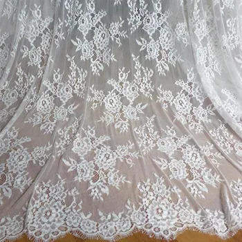 

1 Yard Graceful White Fabric Soft Floral Lace Fabric 152 cm wide for Bridal Wedding Apparel Fabrics