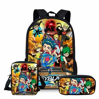 

Three-piece Set Fashion School Bags Anime Beyblade Burst Evolution School Bookbags Bagpack For Teenagers Girls Boys Backpacks
