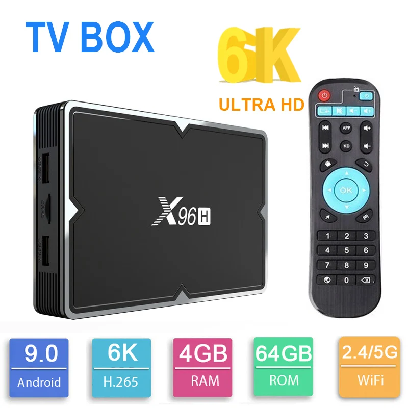 X96H Android 9,0 Смарт ТВ приставка 6K 4K H.265 2,4G 5G беспроводная wifi приставка PK H96 max x96max