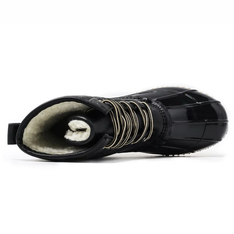 2021 Women's Snow Boots Women's Winter Plush Plush Lace-up Boots  Women's Flat-bottomed Large Size Shoes Warm Boots PU Leathe